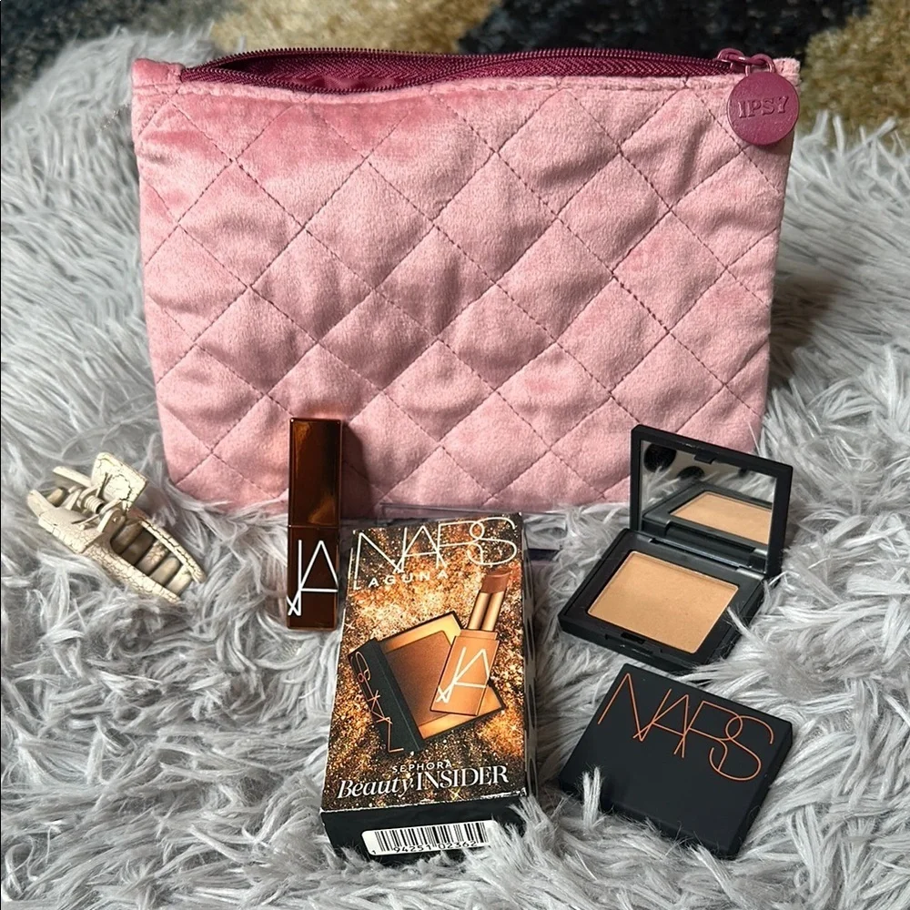 NARS Beauty Bundle & Ipsy Bag Pink Quilted NARS Bronzer x2 & Lip Balm Laguna SET